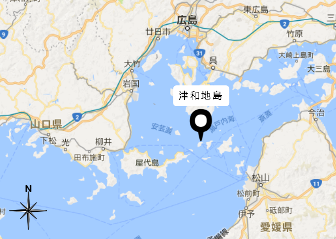 津和地島は、瀬戸内海の中心にあります